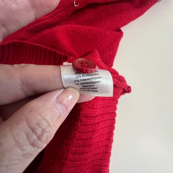 ST JOHNS BAY Red Sweater Size XL Red holiday cozy warm button neck - Picture 8 of 9